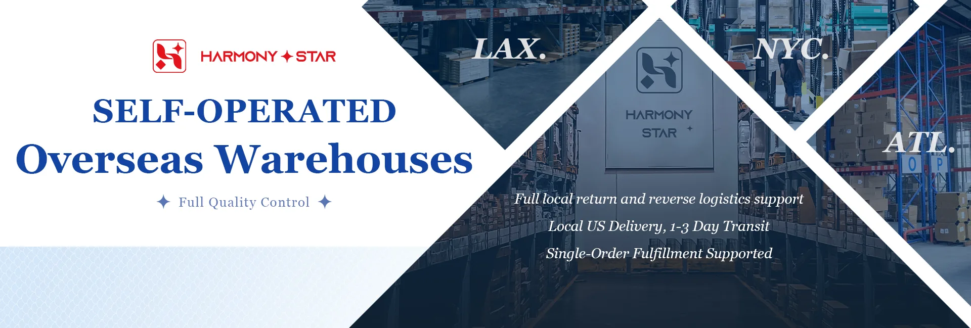 Self-operated overseas warehouses with local US delivery in 1-3 days